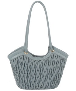 Chevron Quilted Denim Tote Bag L0352M LIGHT DENIM